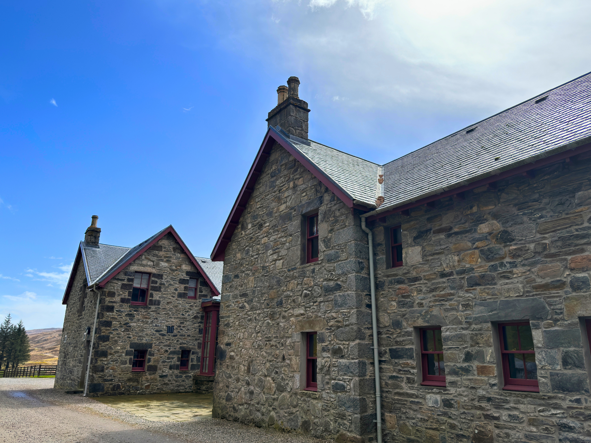 The back of Dalnaspidal Lodge (Ben Alder Estate).
