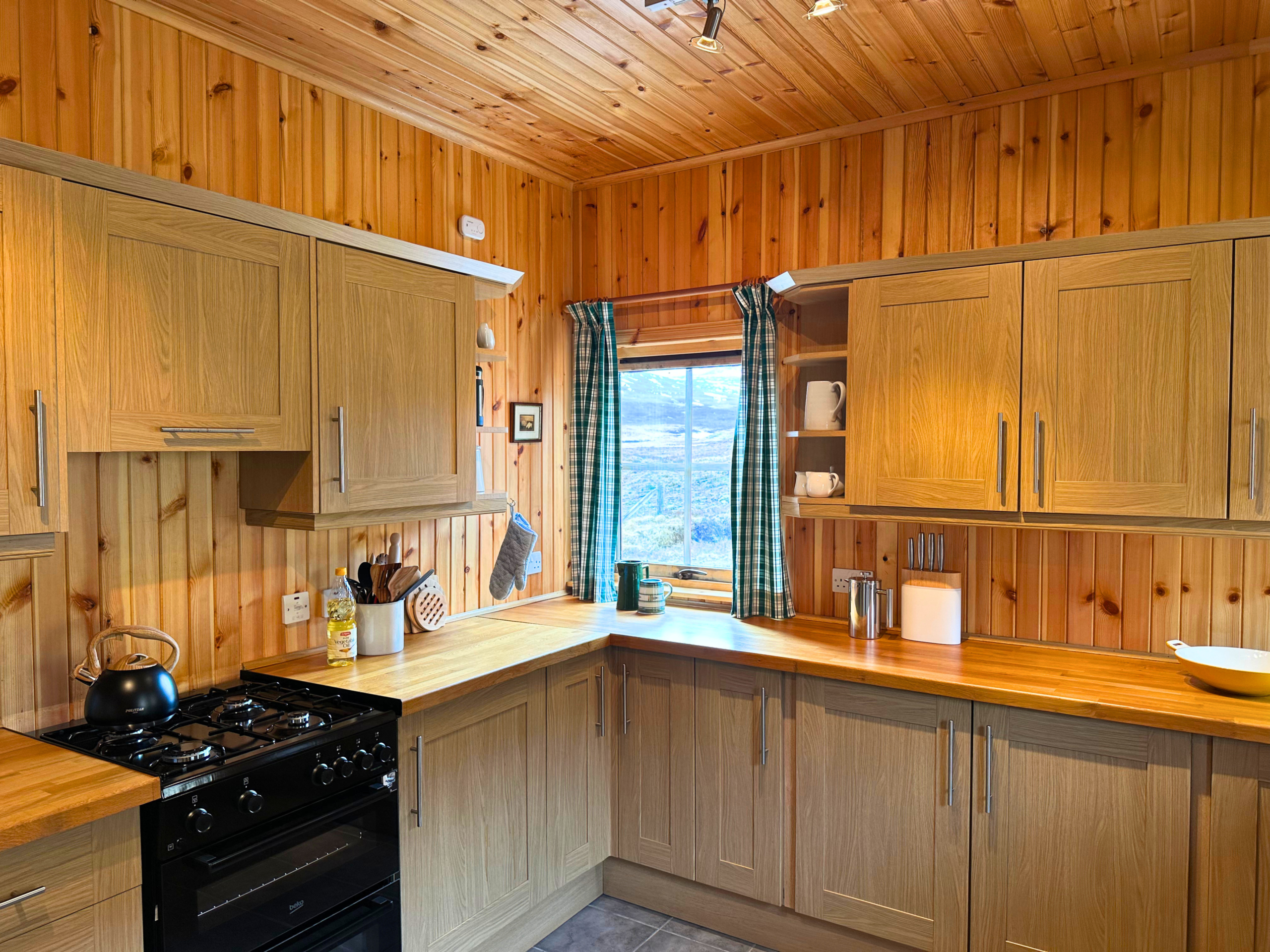 The kitchen of Culra Lodge (Ben Alder Estate).