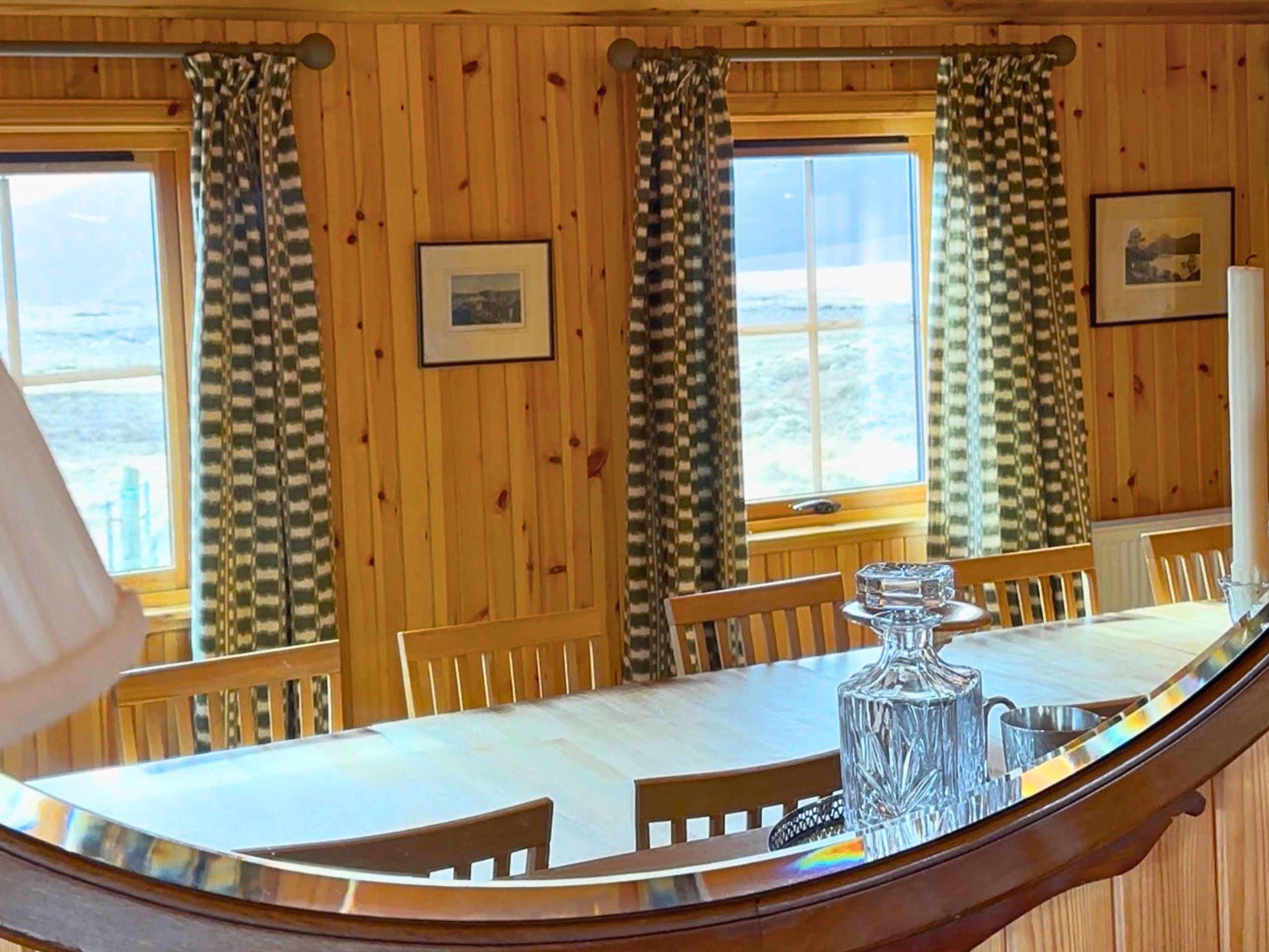 The open plan dining room of Culra Lodge (Ben Alder Estate).