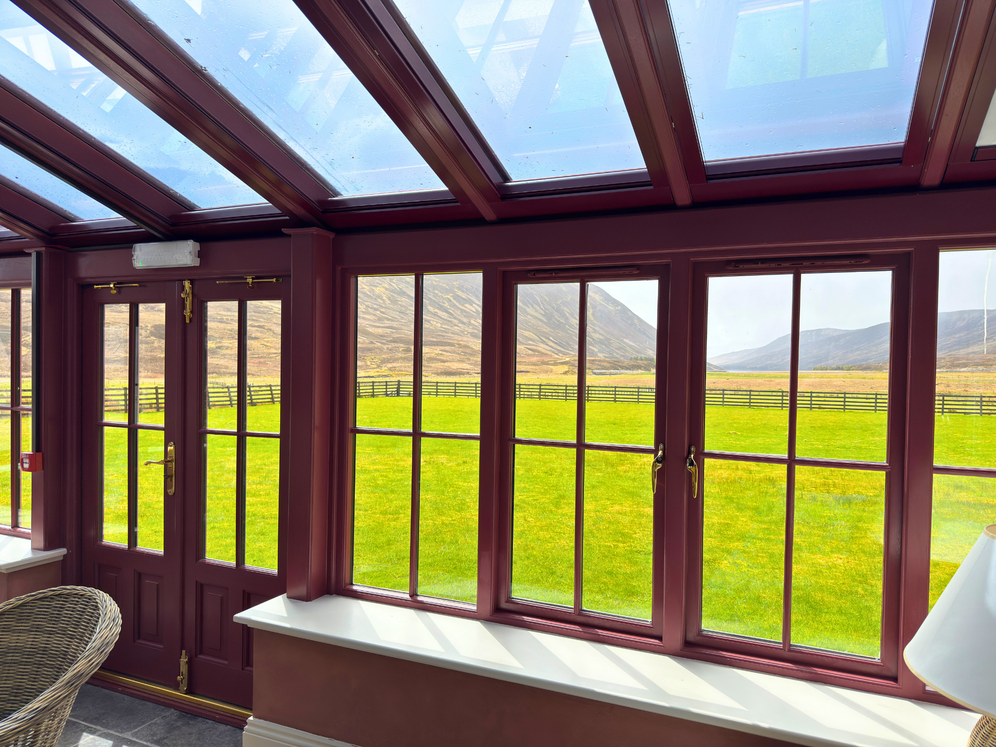 The conservatory of Dalnaspidal Lodge (Ben Alder Estate).