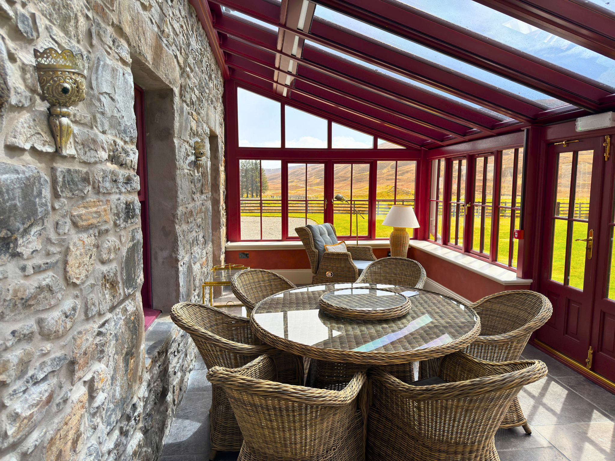 The conservatory of Dalnaspidal Lodge (Ben Alder Estate).