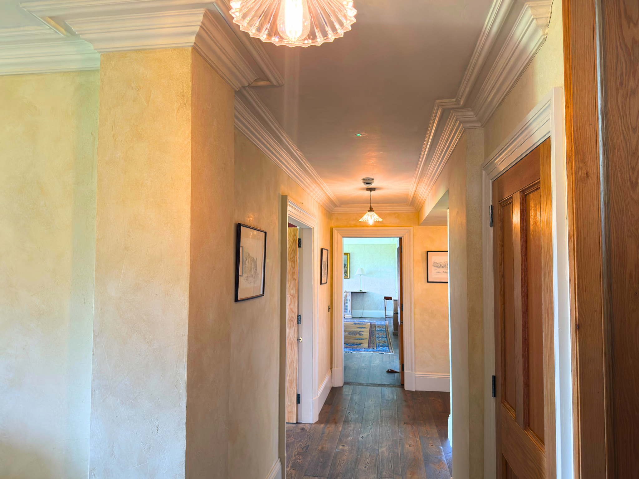 The main hallway on the ground floor of Dalnaspidal Lodge (Ben Alder Estate).