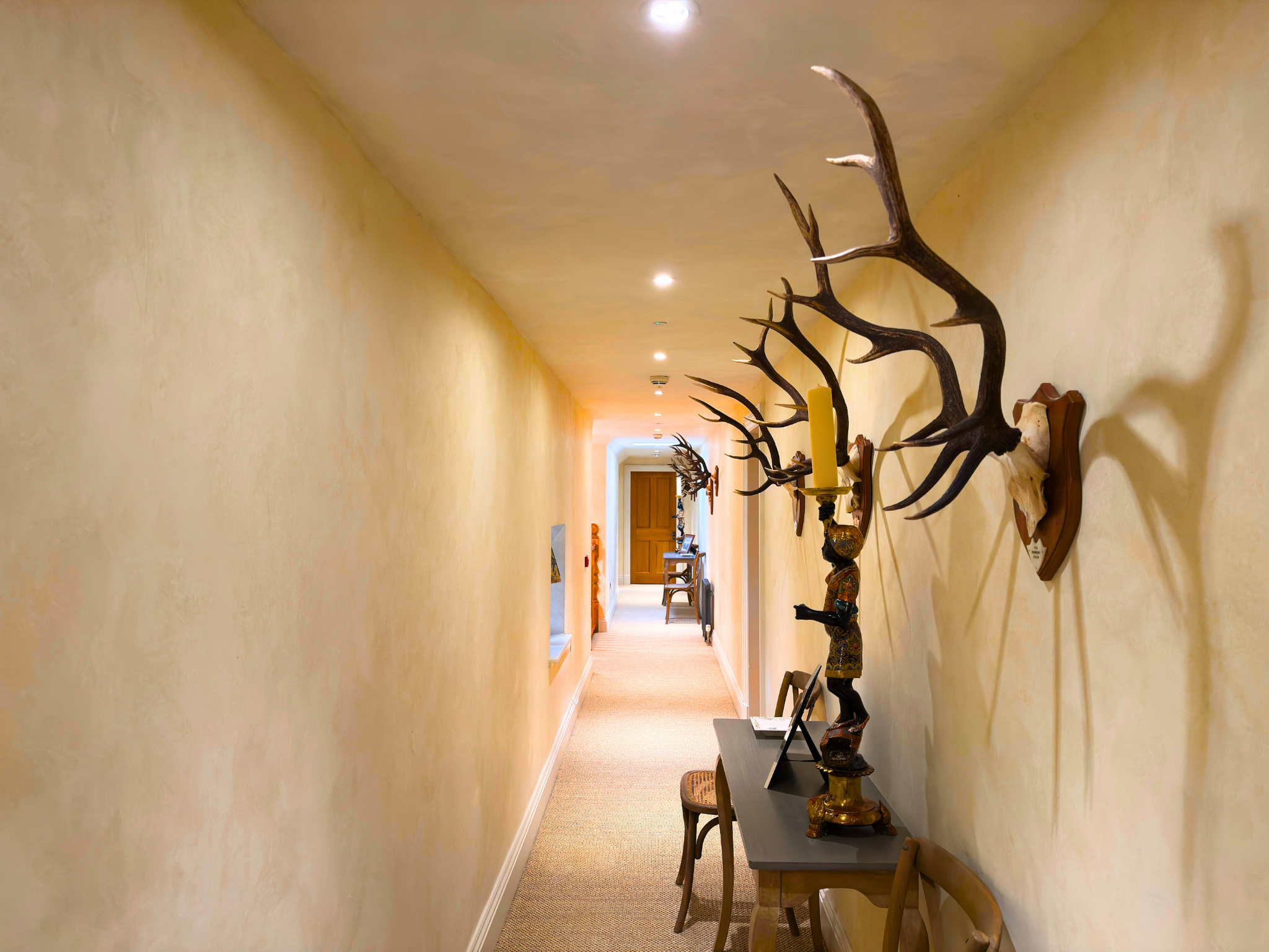The decorated landing of Dalnaspidal Lodge (Ben Alder Estate).