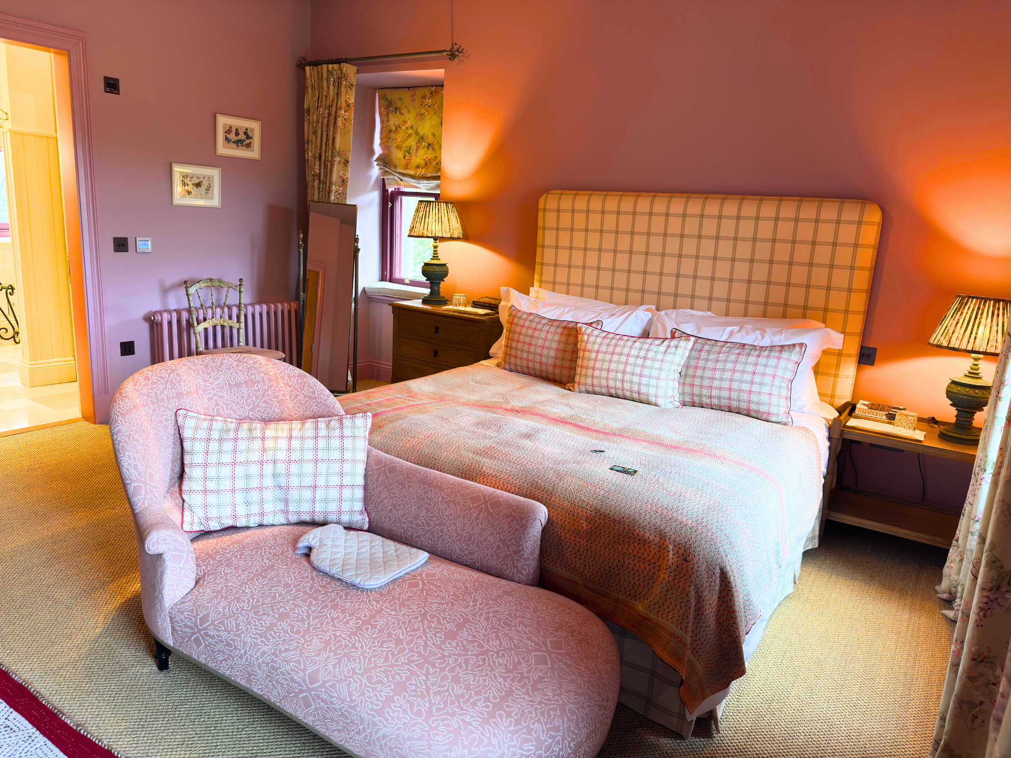 A king-size bedroom in Dalnaspidal Lodge (Ben Alder Estate).