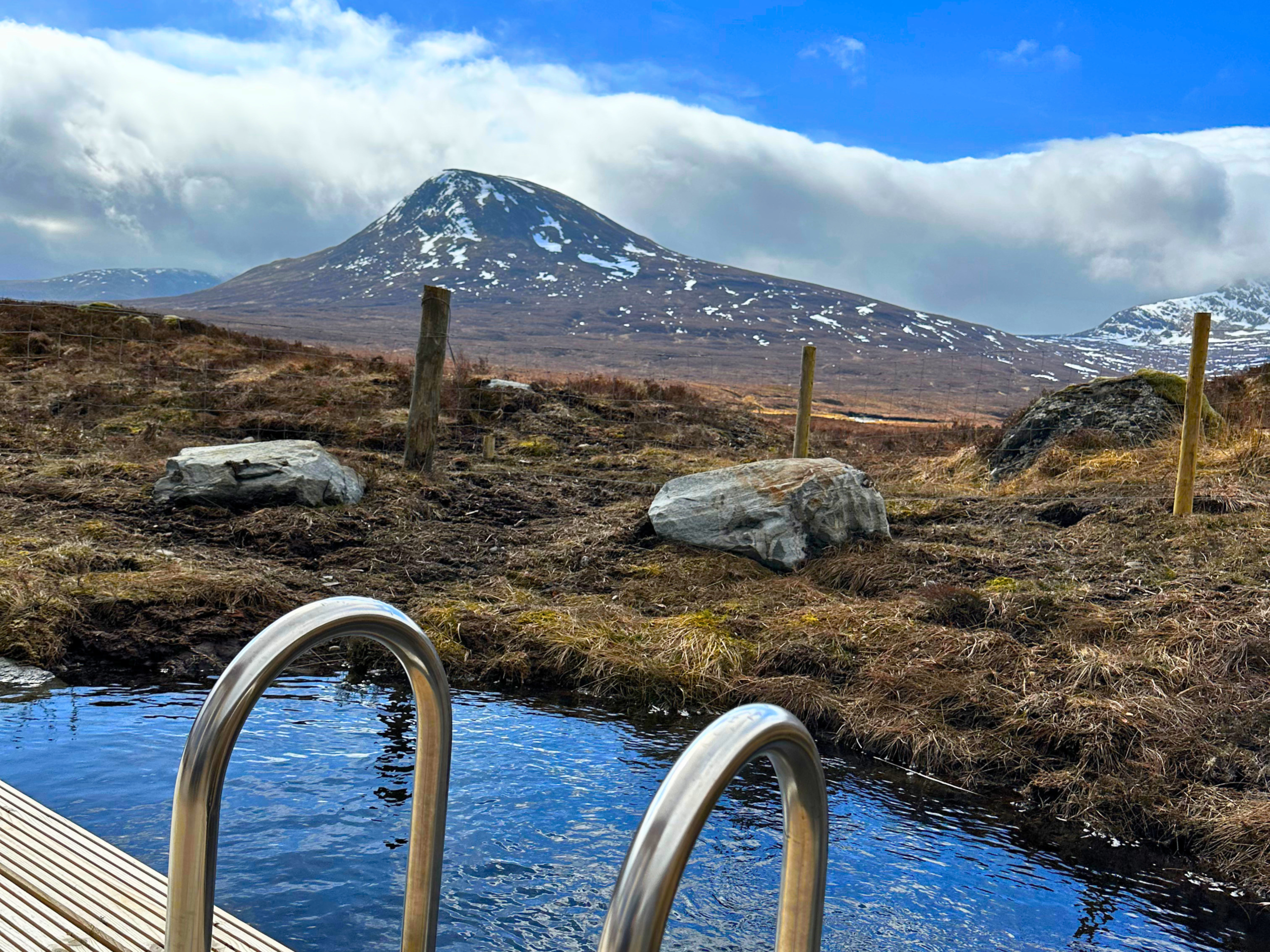 A beautiful view from the natural plunge pool at Culra Lodge (Ben Alder Estate).