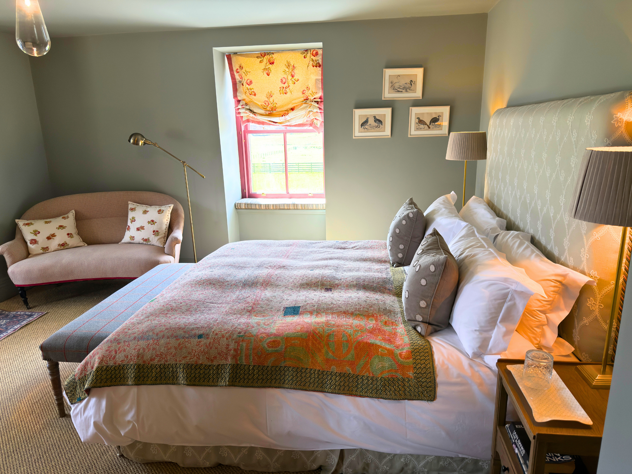 A king-size bedroom in Dalnaspidal Lodge (Ben Alder Estate).