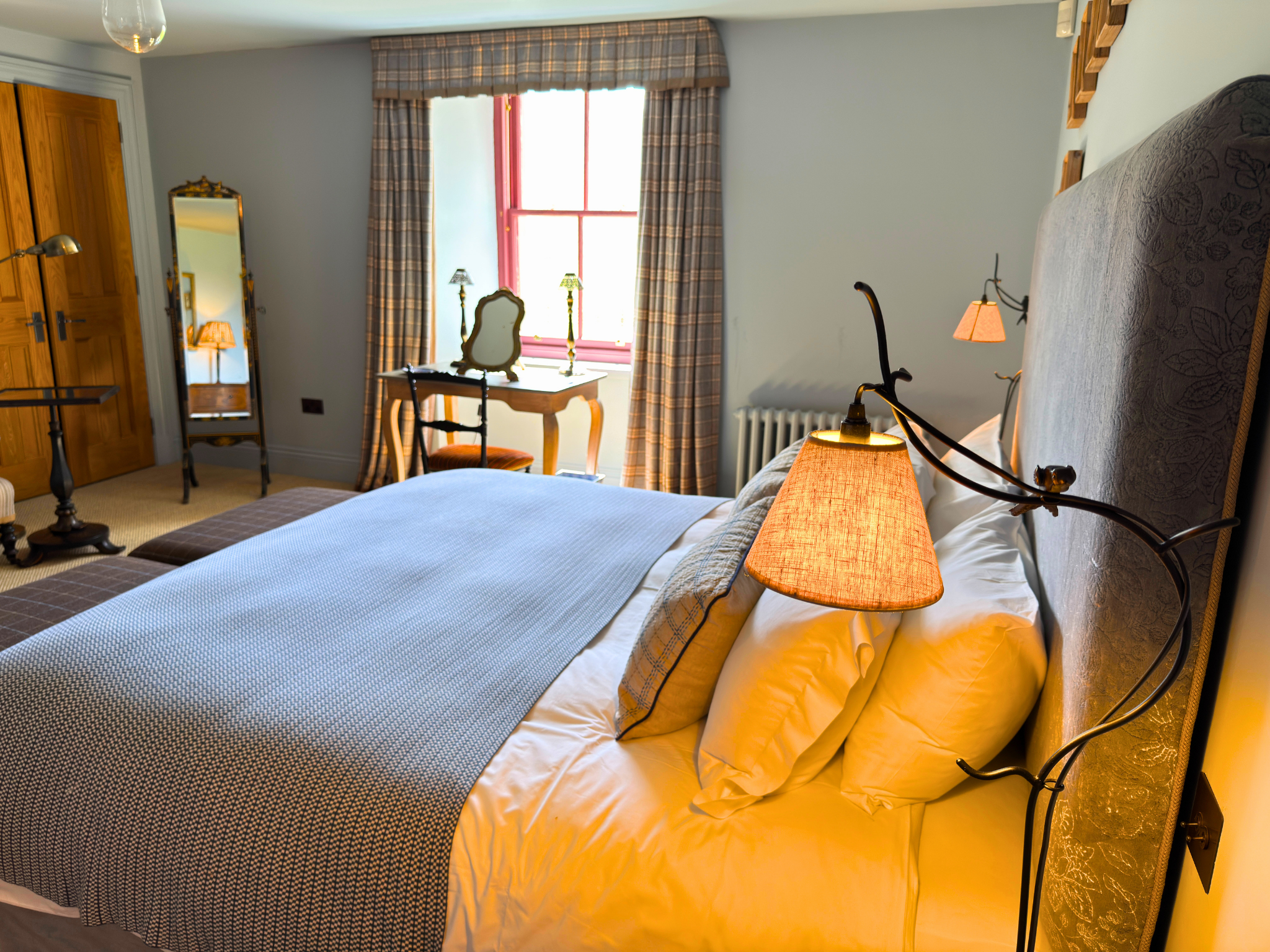 A king-size bedroom in Dalnaspidal Lodge (Ben Alder Estate).
