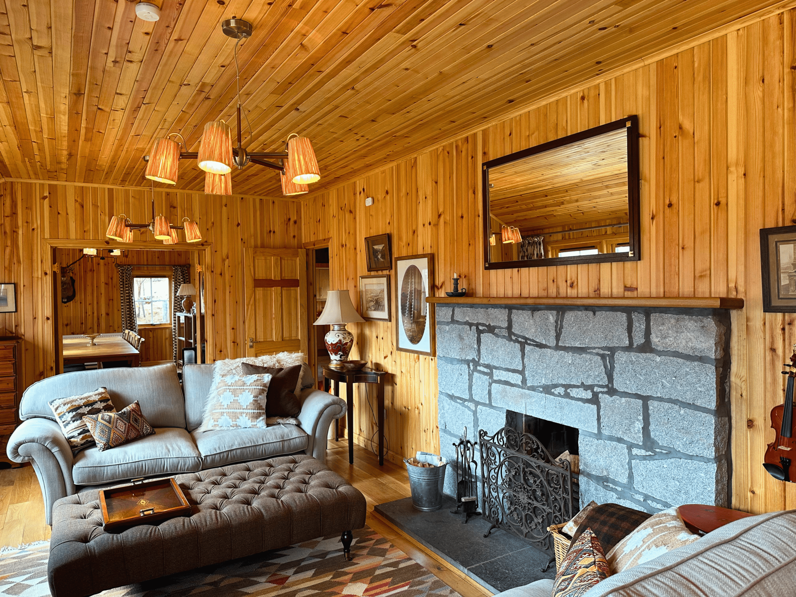The open-plan living area of Culra Lodge (Ben Alder Estate).
