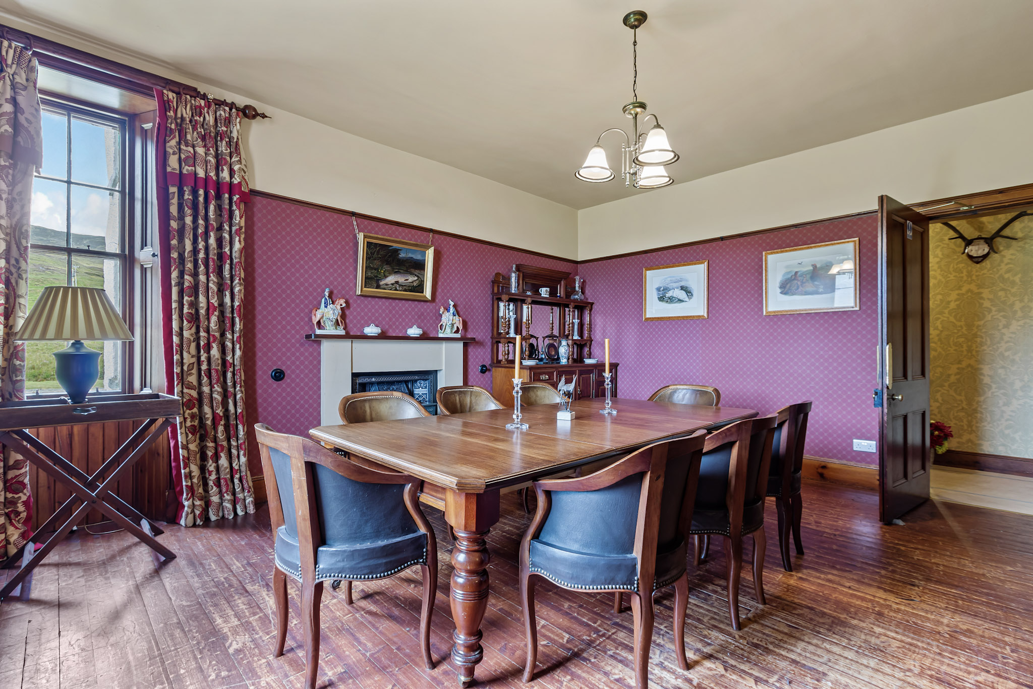 Corrievarkie Lodge's classic dining room (Ben Alder Estate).