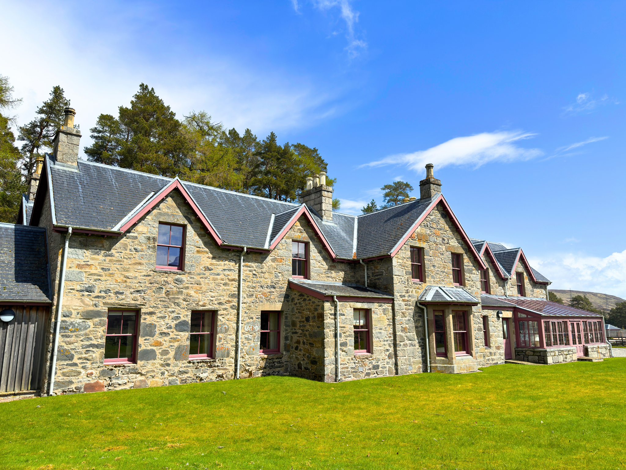 A view from the lawn of Dalnaspidal Lodge (Ben Alder Estate).