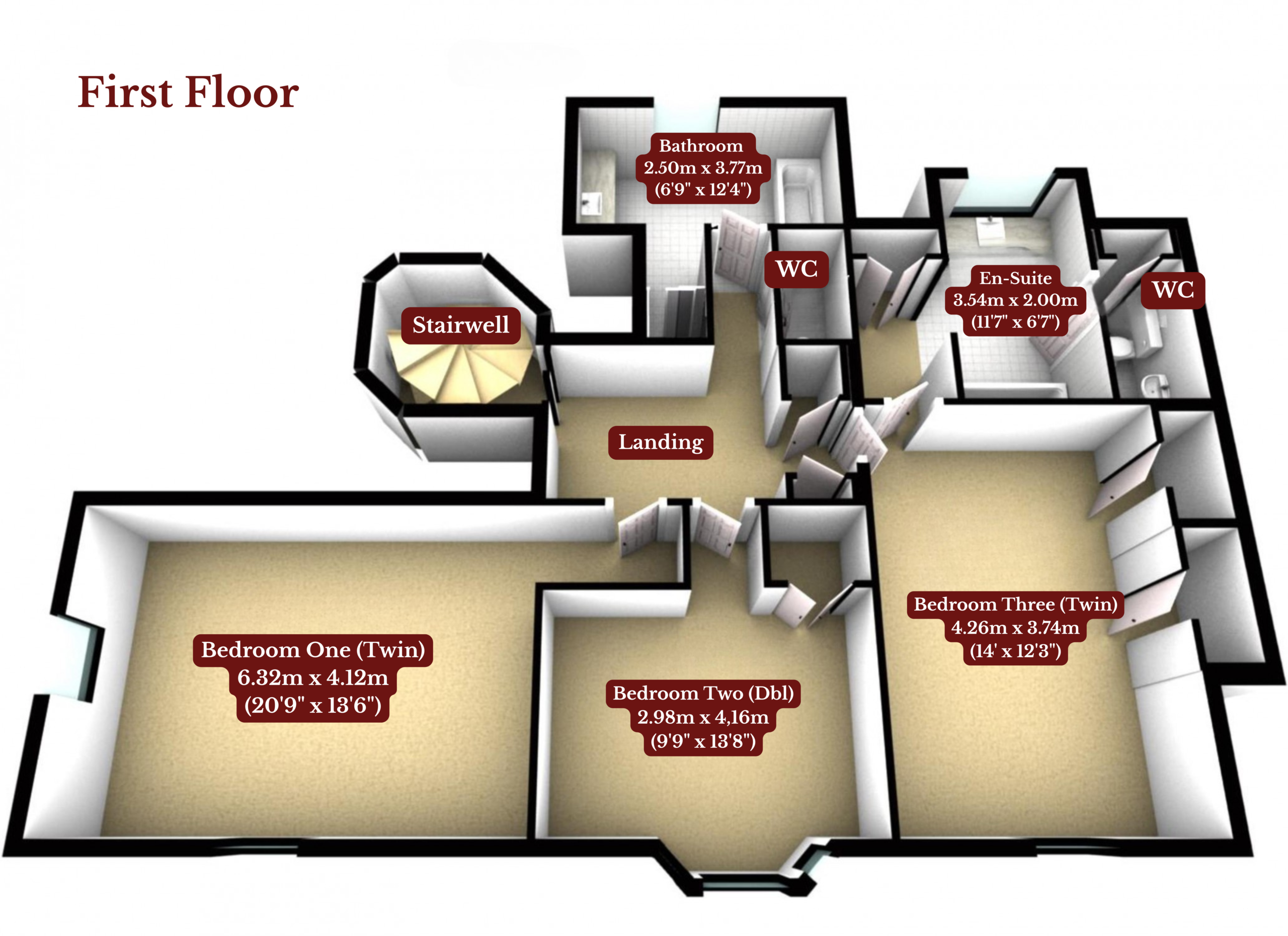 The Floor Plan of the second floor of An-Tochailt Lodge (Ben Alder Estate).