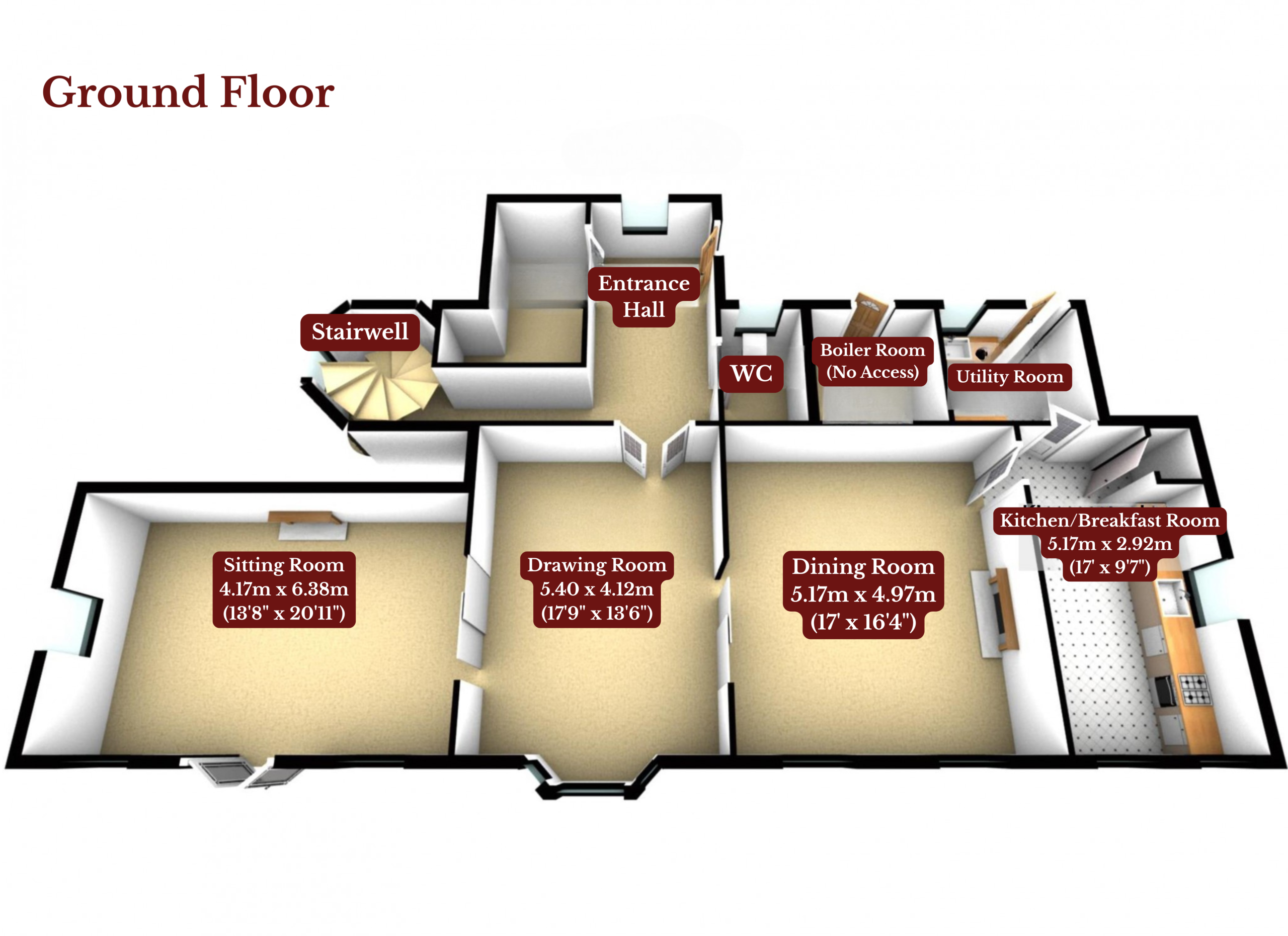 The Floor Plan of the ground floor in An-Tochailt Lodge (Ben Alder Estate).