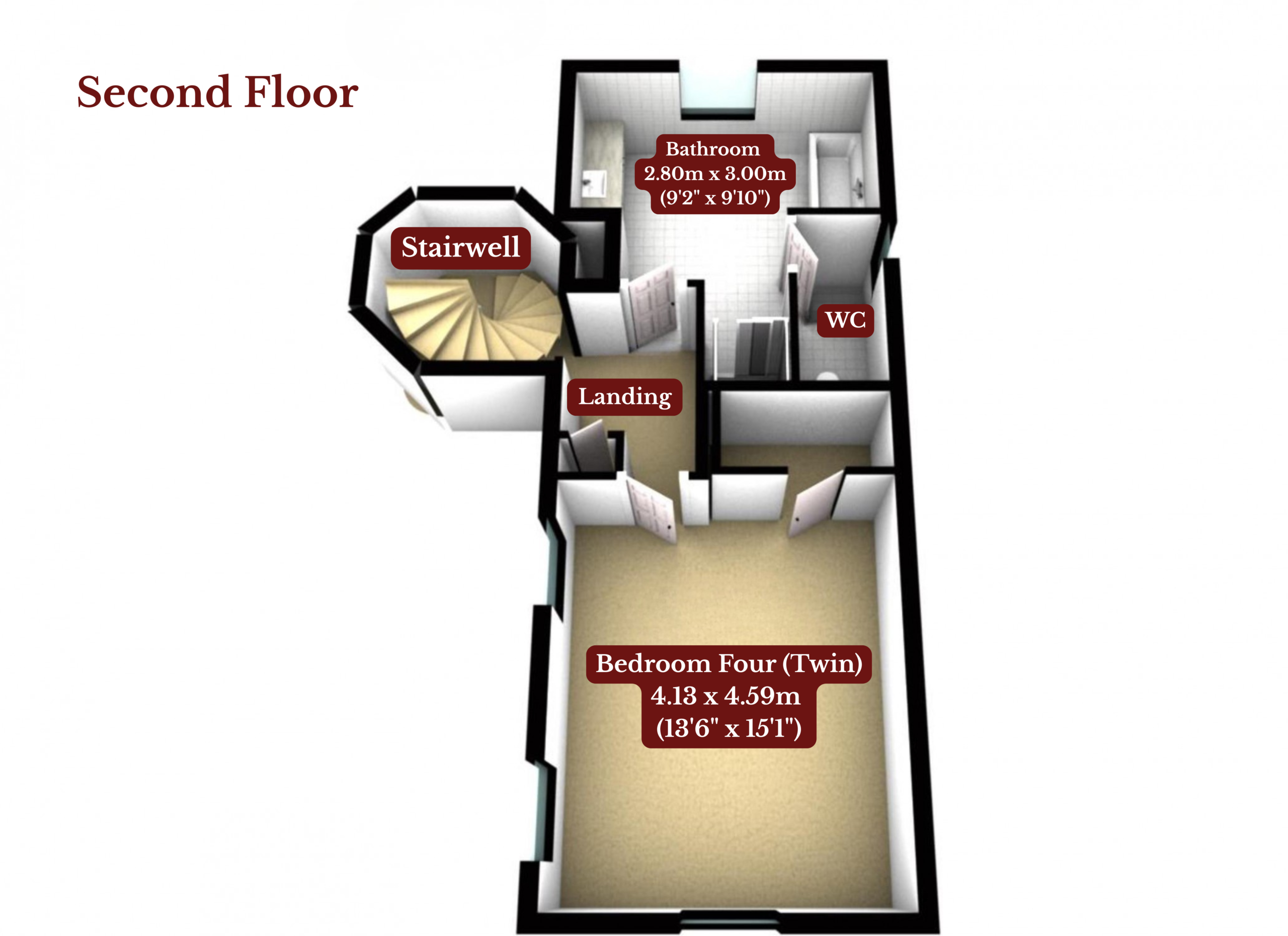 The Floor Plan for the second floor of An-Tochailt Lodge (Ben Alder Estate).