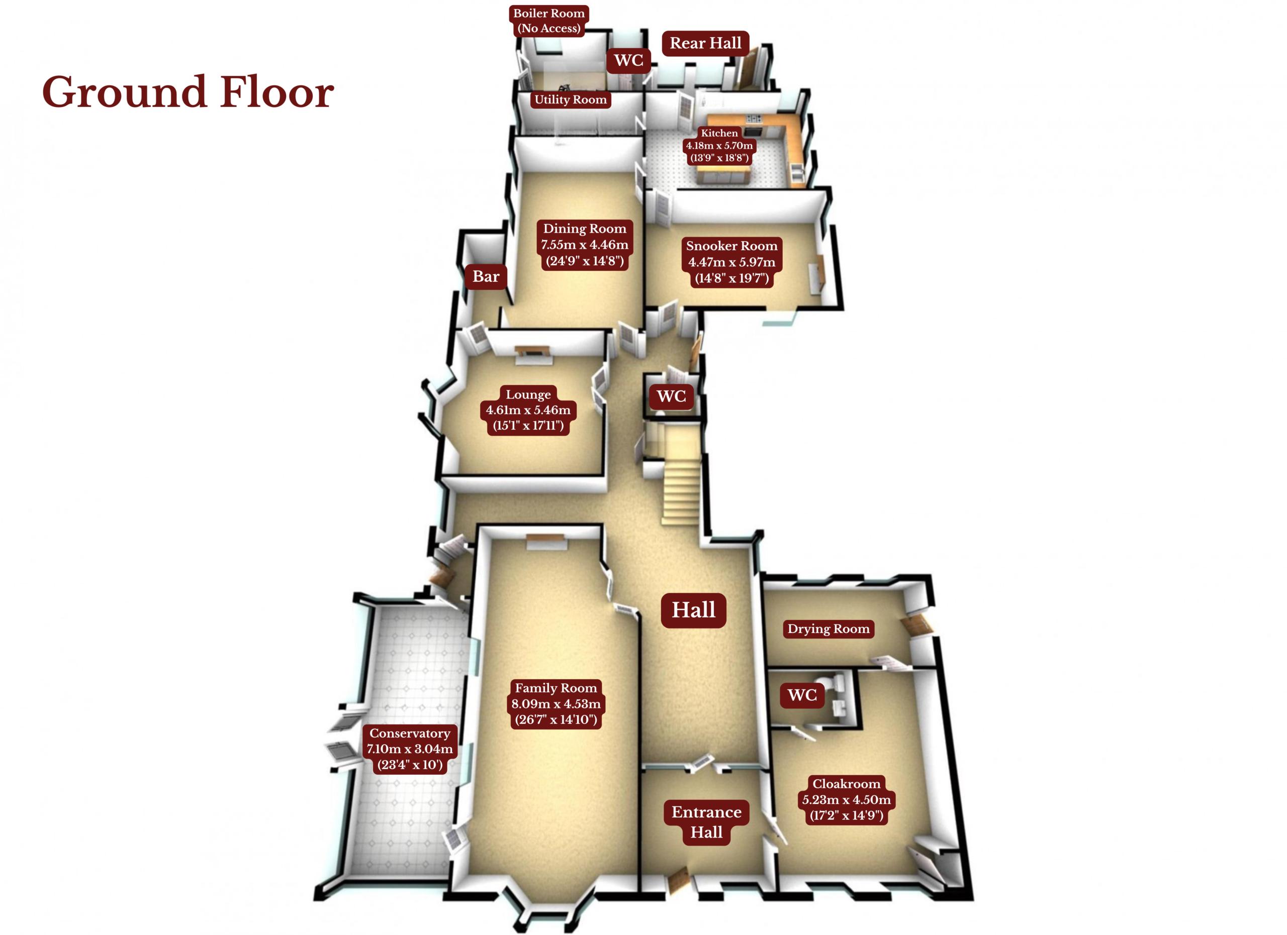The Floor Plan of the ground floor of Dalnaspidal Lodge (Ben Alder Estate).