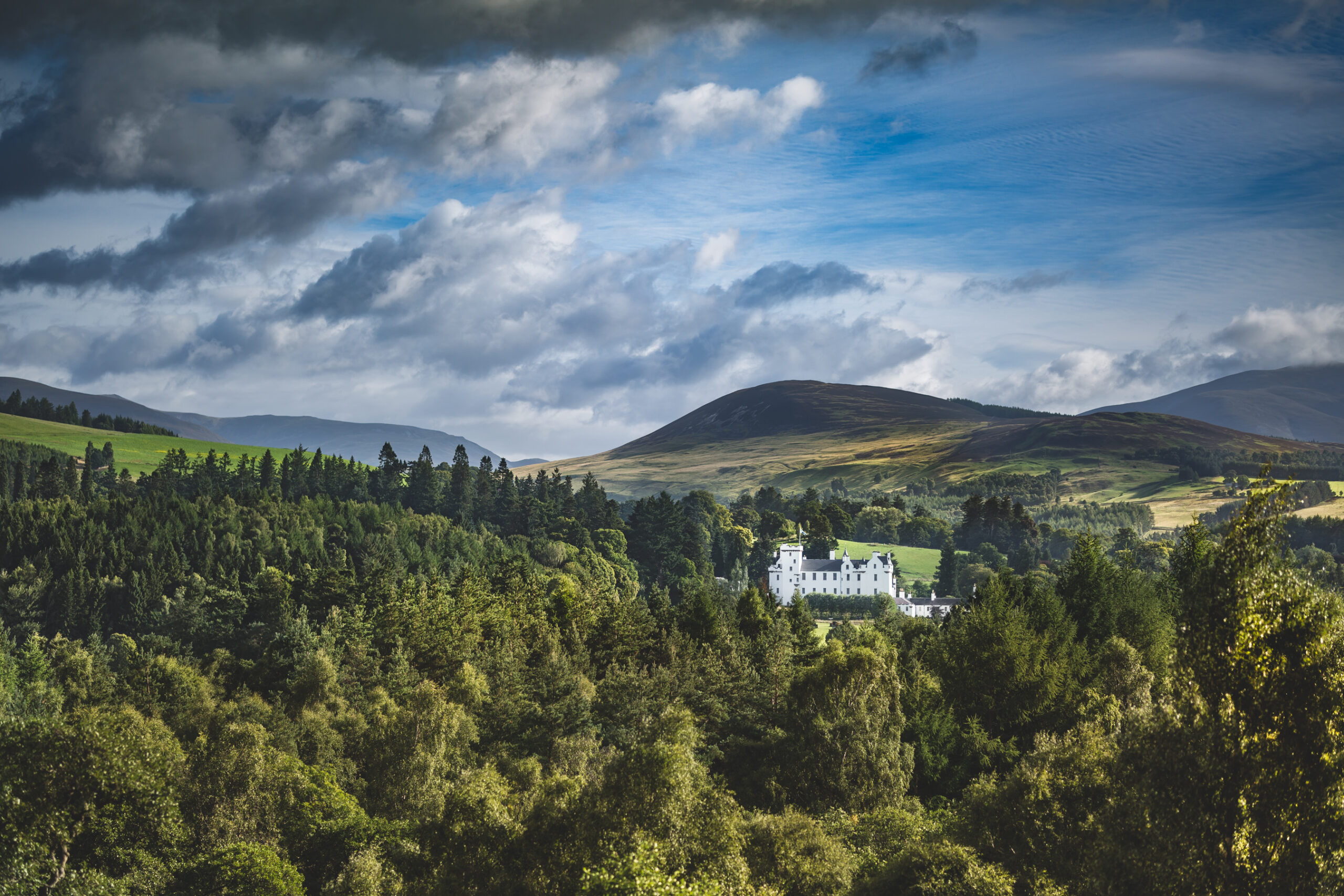 Blair castle amongst the forest.
