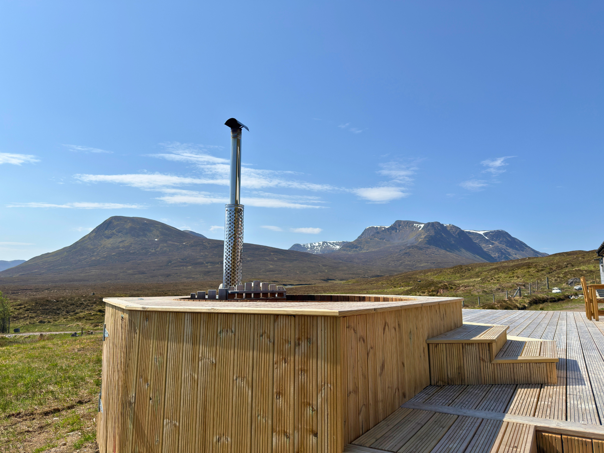 The wood-fired hot tub at Culra Lodge (Ben Alder Estate).