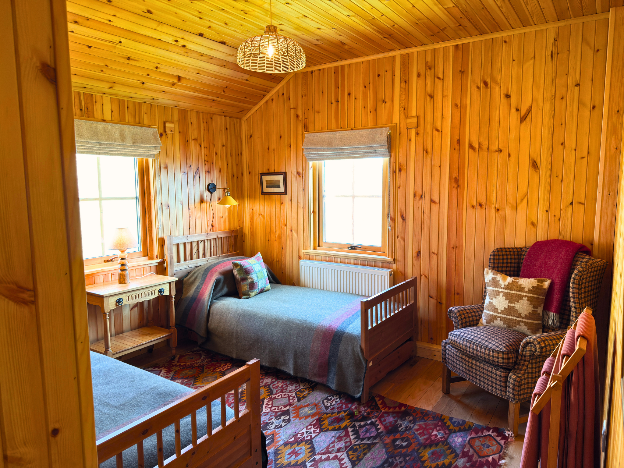 A twin bedroom in Culra Lodge (Ben Alder Estate).