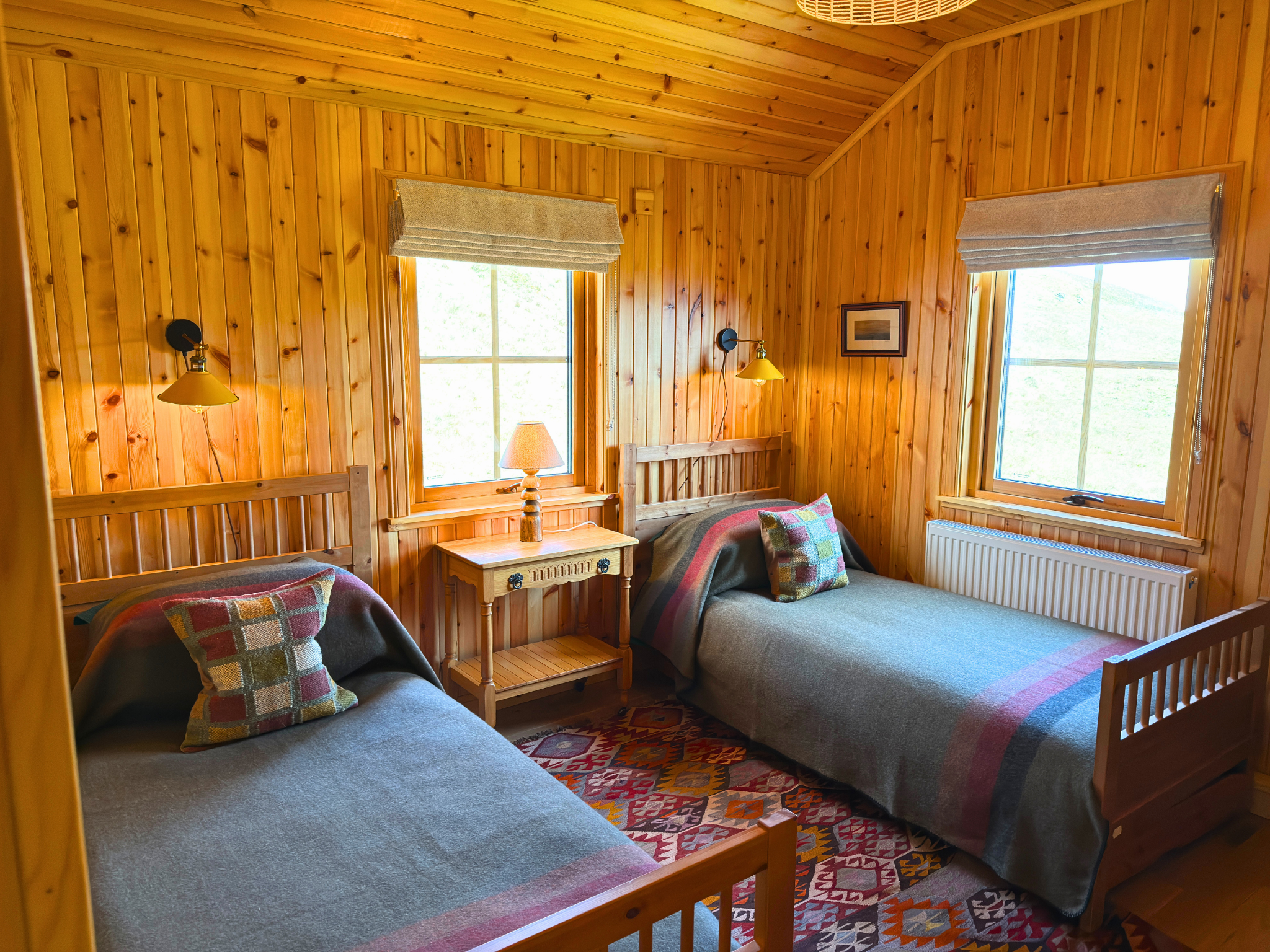 A twin bedroom in Culra Lodge (Ben Alder Estate).