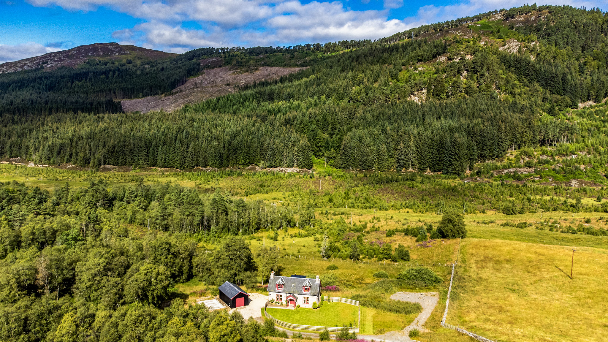 Strathmashie Cottage in the Scottish Highlands (Ben Alder Estate).