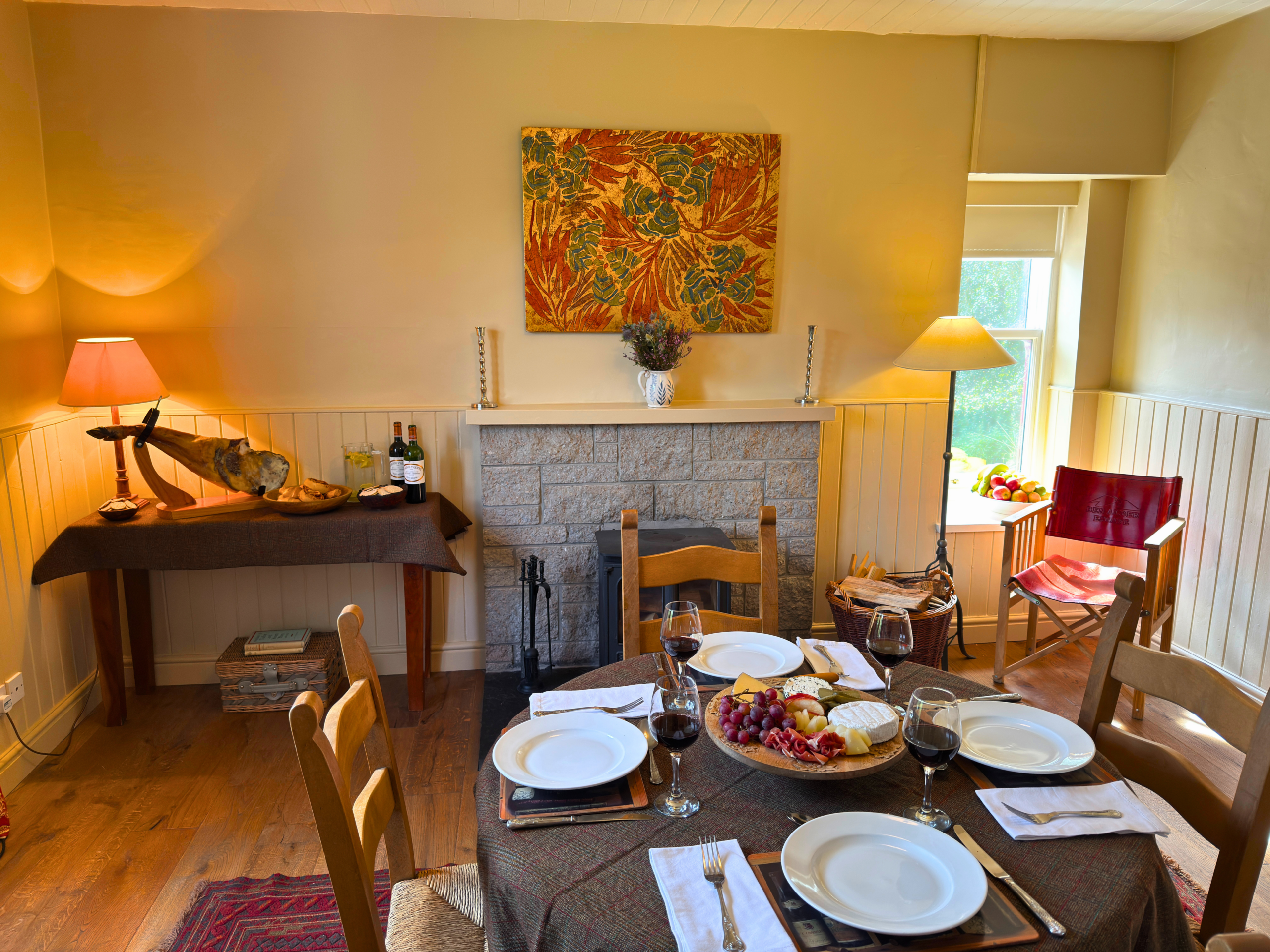 The dining room in Strathmashie Cottage (Ben Alder Estate).