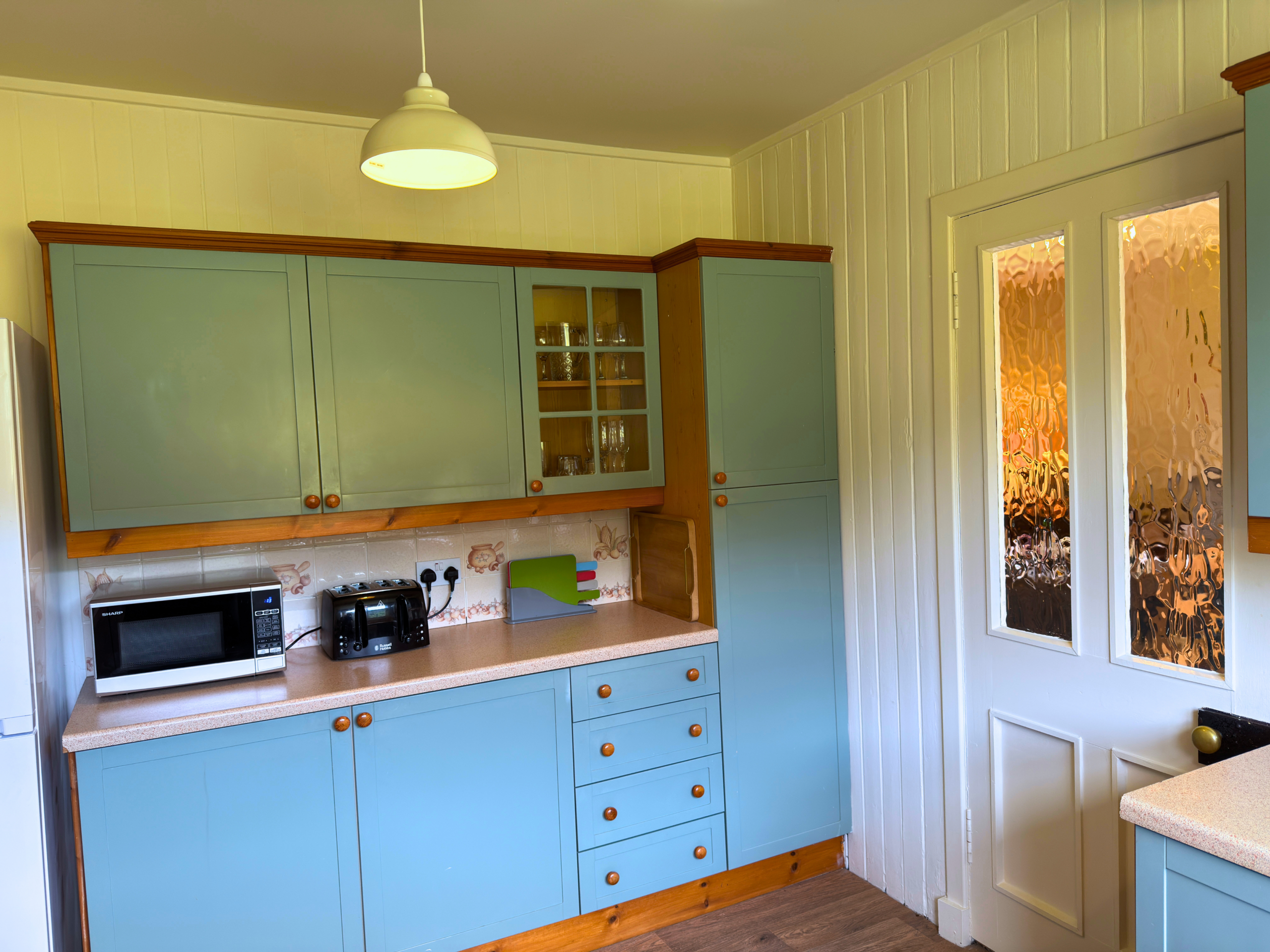 The kitchen at Strathmashie Cottage (Ben Alder Estate).